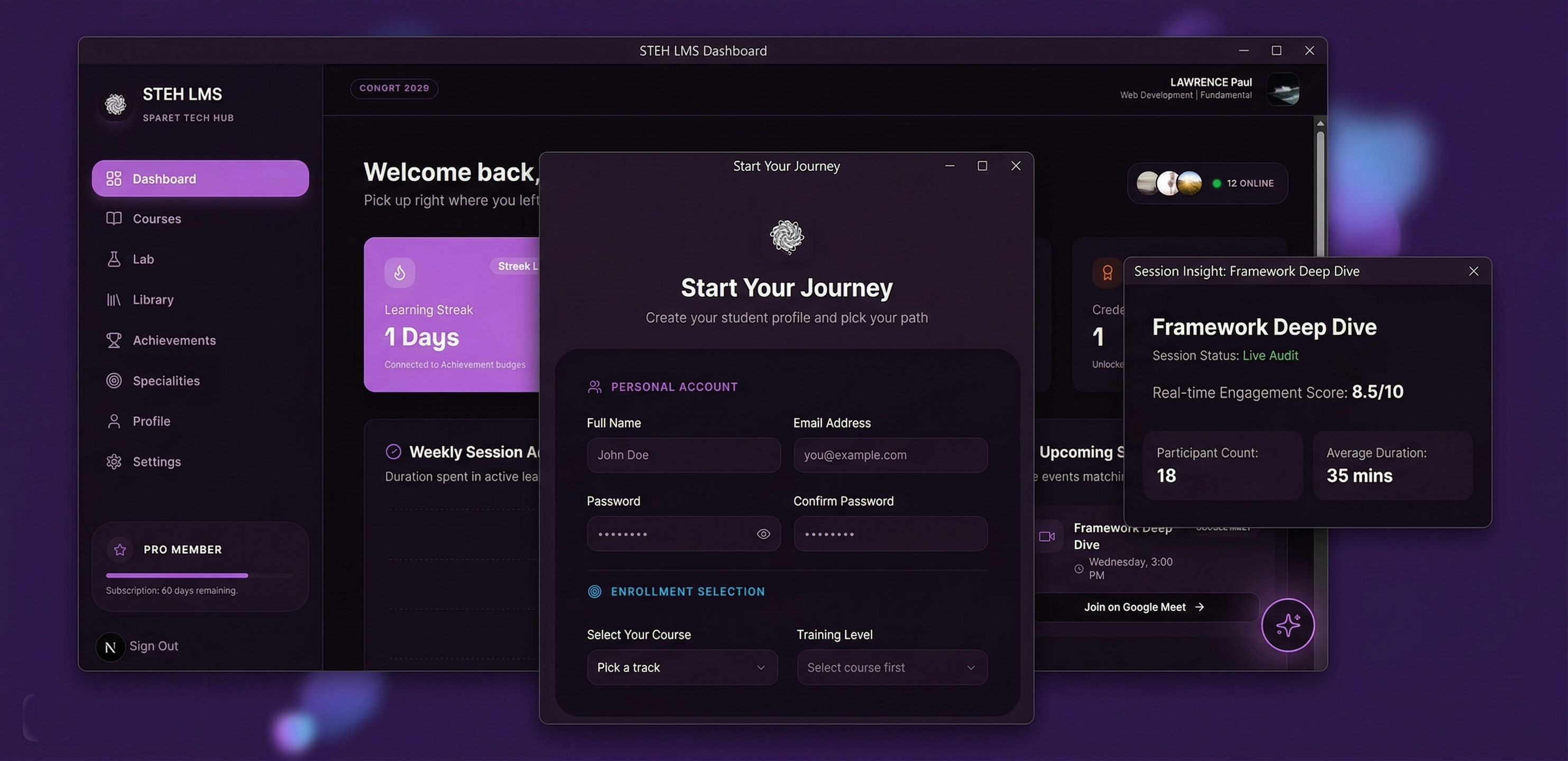 STEH LMS Windows App Dashboard